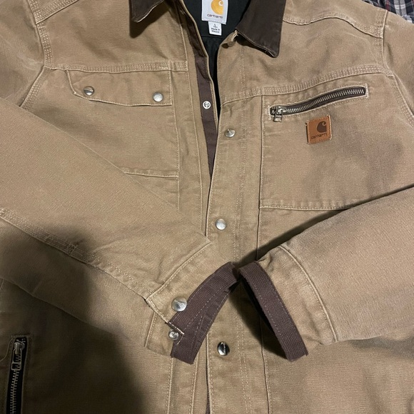 Carhartt J285 FRB Multi-Pocket Sandstone Jacket Quilt Lined Mens Size Large Tall - Picture 3 of 6